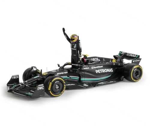 Bburago Hamilton Lewis F1 Mercedes W14E und 8cm hohe Pilotenfigur 2023 Formel 1 F1 - Maßstab 1/24 22cm Modell Auto DieCast 18-28037-44