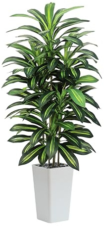 TXABL 6FT Artificial Dracaena Plants, Tall Tropical Fake Plant with White Tall Planter, 180cm Large Faux Artificial Yucca Tree in Pot for Indoor Outdoor Home Living Room Office Modern Decor