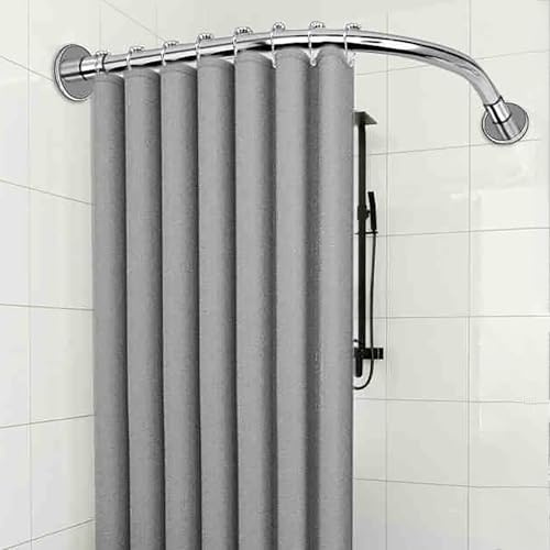 Viertelkreis Duschvorhangstange, Ohne Bohren L Form Duschstange, Edelstahl Verstellbare Duschstange Für Duschvorhang, Als Duschstange, Kleiderstange Oder Raumte(Size:B 70-95cm x 90-130cm,Color:Silber)