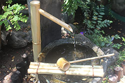 GLJTUO Fontana in bambù, Fontana con Pompa, Decorazione da Giardino, Cascata, Fontana da Giardino Giapponese All'Aperto, B, creatività,