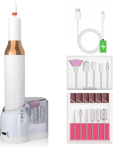 CIVPOWER Elektrische Nagelfräser für Gelnägel: Kabelloses Tragbares Nagelfeilen-Set für Acryl, Wiederaufladbare Professionelle Maniküre Pediküre Maschine für Zu Hause oder Salongebrauch