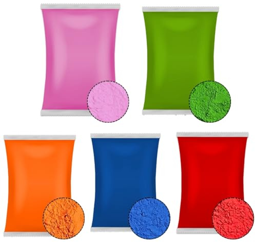 (Mix 5 bag_ 75gm) Holi-Gulal-Pulver, wasserlöslich, natürliches Festival-Fotoshooting, Rangoli-Farben, Regenbogenpulver, buntes Set, Tiere, Babyparty, Hochzeit, Sommer Camps