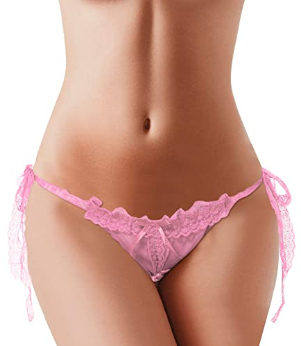 Luadnysin String Noir Ouvert Femme Sexy Érotique Culotte Dentelle Rigolo Tanga Coton Transparent Pute Slip Entrejambe Taille e
