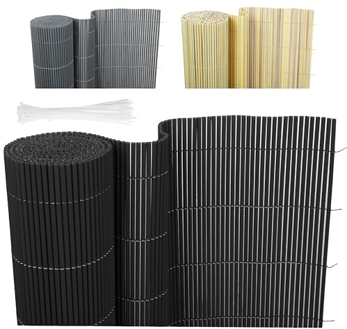 Ribelli® PVC Sichtschutzmatte, Sichtschutzzaun ohne Bohren, Sichtschutz Zaun mit Kabelbindern, Windschutz Wetterfest für Garten, Balkon und Terrasse (90 x 300 cm, Schwarz)