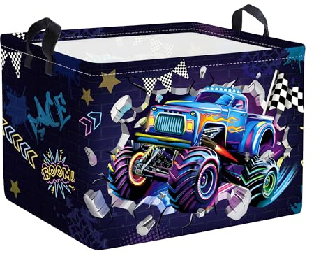 Clastyle Racing Car Baby Laundry Hamper Collapsible Clothes Kids Storage Basket Waterproof Boys Toy Box for Nursery Room,3D Monster,40 * 30 * 30 cm