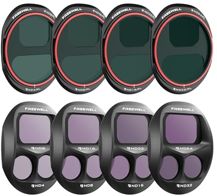 Freewell 8 Pack Split ND & ND/PL-Filter für DJI Mavic 4 Pro | komplettes ND4 auf ND64 Set mit Polarisator für Ganztageslichtsteuerung, Blendenreduzierung und vibrierende Antennenaufnahmen