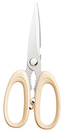 TOPPERFUN Ciseaux Cuisine Manche Confortable en Plastique Beige Multifonction en Acier Inoxydable Faciles à Utiliser pour Découper Viande et Volaille Barbecue