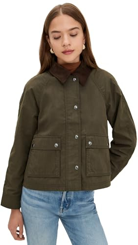 Madewell Women's Waxed Zip-Front Barn Jacket, Trench Green, XS