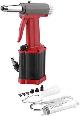 XNZJHPP Air Pneumatic Riveter with Pistol Type Grip, Compressed Air Rivet Gun Blind Rivet Gun Kit with Oil Cooling and Flexible Connection Valve for Rivets 2.4 – 4.8 Mm