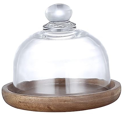 Toyvian Plateau à Dessert Bois et Verre avec Couvercle Assiette pour Gâteau Plateau de Présentation Élégant et Pratique pour Buffet et Rangement