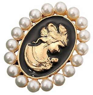 Viktorianische Kamee-Brosche mit Strasssteinen und Perlen, Akzent für Frauen, eleganter Vintage-Schmuck für Damen