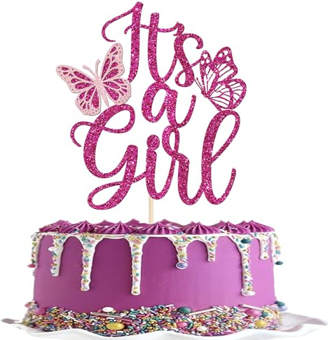 1 Packung It's a Girl Cake Topper Gender Reveal Dusche Geburtstag Tortendeko für Mädchen Dekoration Baby Dusche Girl Kuchen Dekoration für Geburtstag Rosa
