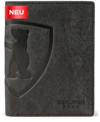 Berliner Bags Vintage Portemonnaie Björn, AirTag Geldbörse - Dunkelgrau | Kompakte Geldbörse im Hochformat mit RFID-Schutz, 10 Kartenfächer, Ausweisfenster, AirTag-Fach, Münzfach, für Herren