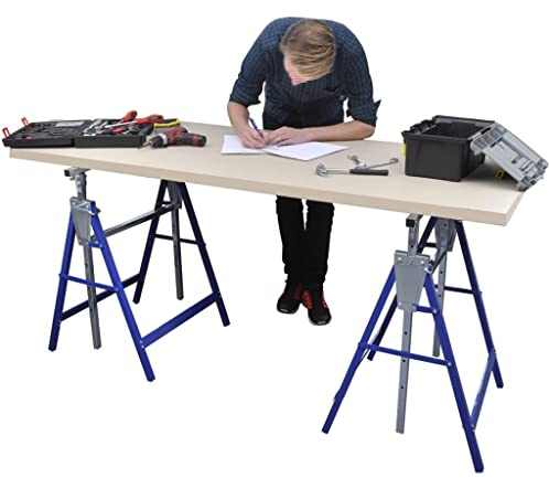 Generico Coppia di Cavalletti estensibili con Gambe fisse,Articoli di ferramenta,Utensili,Scale e ponteggi,Ponteggi,Giallo,9.8 kg,140099