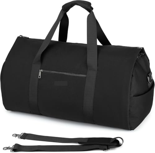 Mångsidig 2-i-1 hängande klädväska** – fungerar som en snygg helgduffel med en inbyggd skopåse. Perfekt för affärsresor eller korta utflykter. Kompakt handbagage-storlek. Svart.
