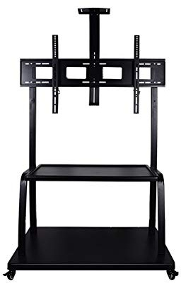 Support de Sol pour téléviseur Support de télévision Mobile pour écran Plasma LCD LED OLED de 32 à 100 Pouces, Support de Sol pour Chariot de télévision Haut réglable en Hauteur avec Plateau Roues