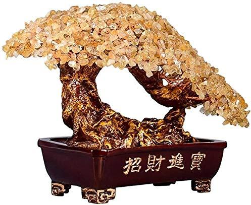 Cash Cow Gemma Albero Bonsai Feng Shui Albero dei Soldi per energia positiva, Fortuna e ricchezza Cristalli Top Plaza Chakra Rame Albero dei Soldi Camera da Letto, casa, Decorazione