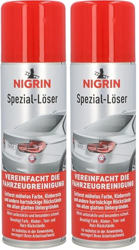 Nigrin Soluzione Speciale per Rimuovere Facilmente e Senza Sforzo Vernici, Etichette, Adesivi, catrame e Resina da superfici Lisce, Senza abrasivi, 300 ml,l'imballaggio può variare (Confezione da 2)