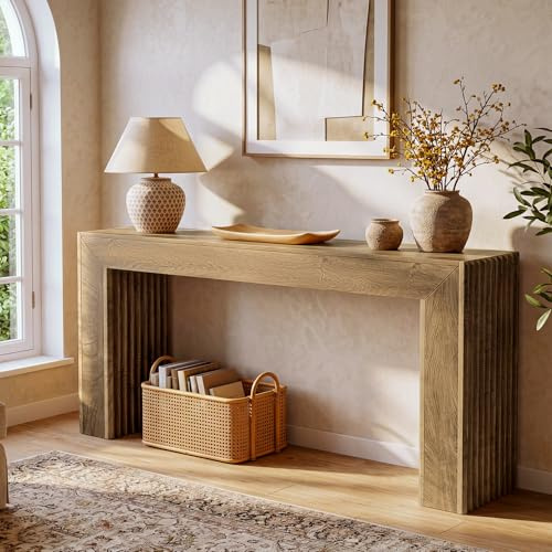 Tribesigns Tavolo Console, 160 cm Consolle Ingresso con Gambe a Colonna Romana, Tavolo d’Ingresso in Stile Country Dietro il Divano per Corridoio, Ingresso, Soggiorno, Marrone