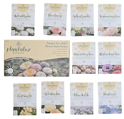 Plantaluz Blumensamen Set Pastellfarben – 10 Sorten Zierblumen Saatgut | PASTELLFARBENE BLÜTENPRACHT: 10 ausgewählte Zierblumen sorgen für ein harmonisches Blütenmeer in sanften Farbtönen.
