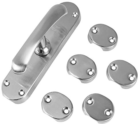 Amig - Falleba di sovrapposizione per finestre - Acciaio finito cromato opaco - Chiusura di sicurezza con maniglia - Include 5 supporti - Misure: 150 x 38 mm