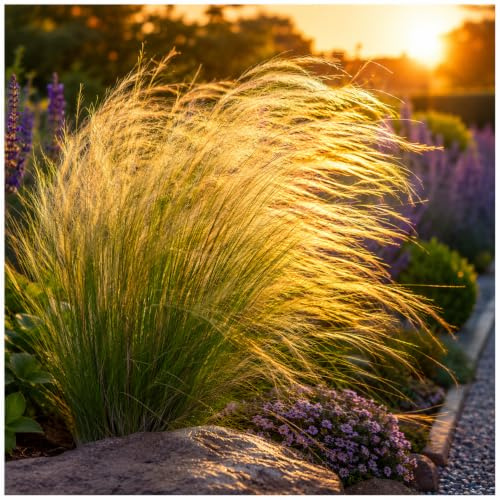Stauden Gänge 5 x Stipa tenuissima 'Pony Tails' Federgras winterhart | Federgras 'Pony Tails' – winterhartes Ziergras für sonnige Beete, mehrjährig, filigran wogend, 1 L Topf (11x11 cm)