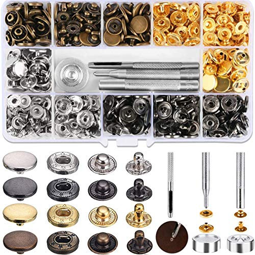 120pcs Snap Fasteners Copper Bronze Snap Fasteners for Purse Leather Wallet Craft Jacket (12.5mm)