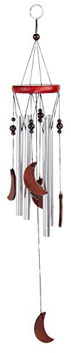 Windspiel für Draußen - Glockenspiel für Garten und Balkon - Holz Klangspiel sorgt für tollen Klang und beruhigende und entspannte Atmosphäre - auch als Vogelschreck (Design 1 - Mond)