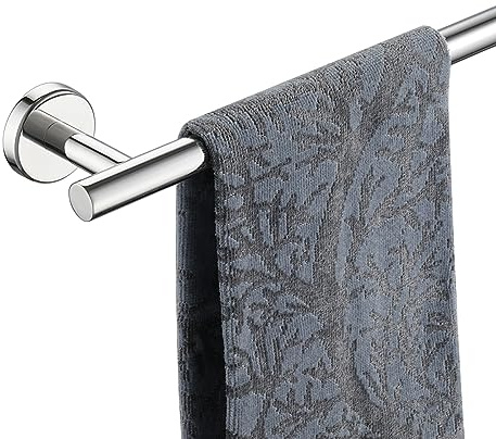 JQK Barra portasciugamani cromata, 61 cm, in acciaio inox 304, spessore 0,8 mm, porta asciugamani da bagno, finitura lucida, montaggio a parete, lunghezza totale 68 cm, TB110L24-CH