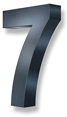 Metzler Número de Casa 3D - Revestimiento de Polvo Mate - Número de Casa Color Anthracita (RAL7016) - Incluye material de montaje - Altura 20 cm (Número 7)