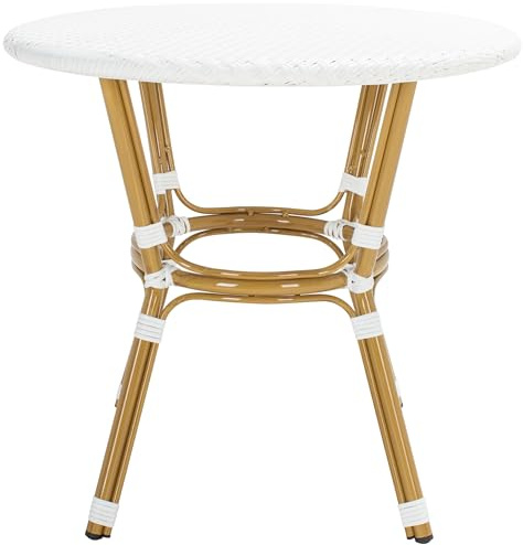 Safavieh PAT4012C Outdoor Collection Sidford White Rattan Bistro Table