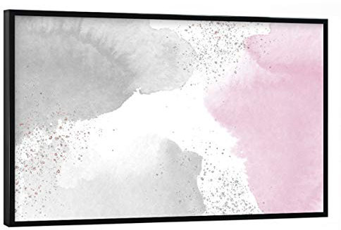 artboxONE Poster mit schwarzem Rahmen 75x50 cm Abstrakt Sparkling Watercolour Clouds - Rose Grey - Bild Silber