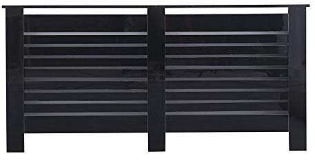Kingwudo® Wooden High Gloss Radiator Cover Modern Decorative Cabinet S/M/L/XL Black (Black, X-L—172X19X82CM)