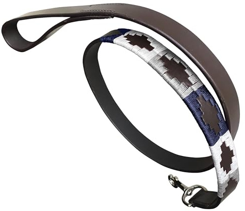 Carlos Diaz Echtes Leder gewachst Premium Bestickt Polo Hundeleine