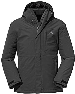 Schöffel Herren Insulated Jacket Bastianisee M, funktionale Winterjacke mit abnehmbarer Kapuze, wasserdichte und windabweisende Outdoor Jacke aus 4-Wege-Stretch, black, 46