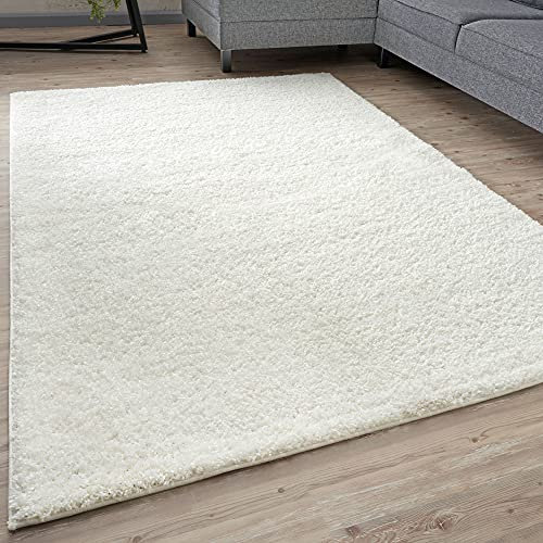 THE RUGS Living Room Rug - Shaggy Soft And Elegant Carpets For The Bedrooms And Kitchen, Easy To Clean, Many Different Sizes (60x110 cm, White)
