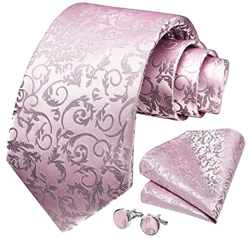 HISDERN Herren Krawatte Blumen Paisley Krawatte & Einstecktuch Manschettenknopf Set für das Hochzeitsgeschäft…