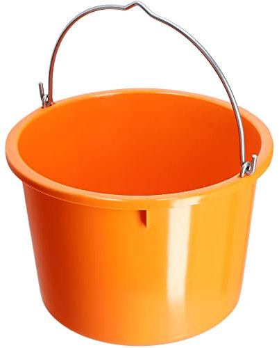KADAX Secchio da costruzione in plastica, secchio per malta con manico in filo di zinco, secchio, secchio per cemento, secchio per malta, secchio per acqua, (20 l, 1 pezzo arancione)