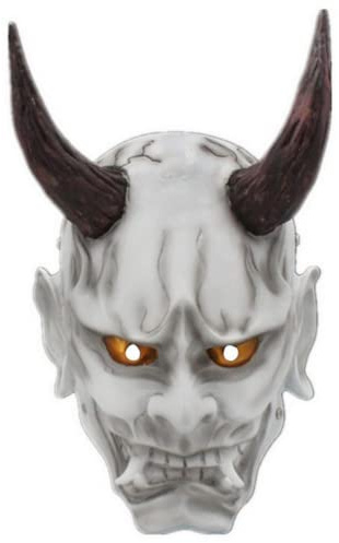 Masque de diable japonais Hannya Hannya Oni Samouraï en corne NOH Kabuki Prajna en résine (blanc)