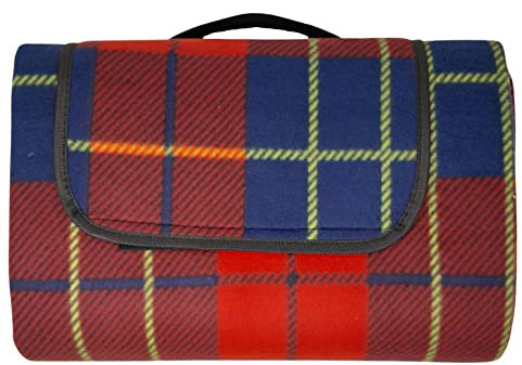 Adore Home 150x200cm Extra Large Outdoor Picnic Blanket with Waterproof Reverse and Soft Fleece Top, Red Check
