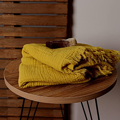 Püskül - Extra Weich Musselin Duschtuch - Luxus Musselin Handtuch Erwachsene - 100% Türkische Baumwolle Saunatuch - Dünn Badetuch Groß 85x170cm (Hellgelb, 1)