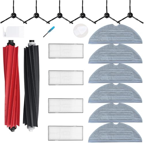 Loveco Zubehör Ersatzteile Kompatibel für Roborock S8 S8+ S8 Pro Ultra Staubsauger,2 Hauptbürste, 4 Filter,6 Seitenbürsten,6 Mopptüchern, 1 Bürstenreinigungswerkzeug (Nicht für S8 maxV ultra)