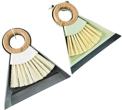 Cucioki 2 Piece Mini Broom Dustpan Set Wood Color & White PP+PET Desktop Cleaning Brush Broom Household Desktop Small Dustpan Garbage Shovel