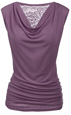 Zeagoo Womens Tops Cowl Neck Vest Tops V-Neck Blouse Stretch Ruched Tops | Elegant Sleeveless Shirt | Tank Top Women | Loose Fit Shirts | Casual Tunic Blouse | Pleated Summer Tshirt | S-XXL