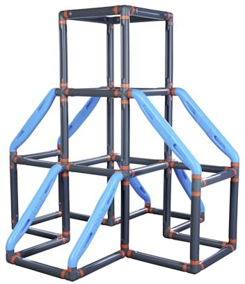 BIG Kraxxl The Tower Kletterturm - Klettergerüst Outdoor für Kinder von 3-7 Jahre (max. 100 kg) - Spielturm zum Klettern auf 3 Etagen mit innovativem klick-System, 140 x 140 x 140 cm
