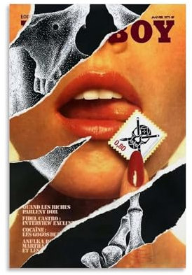 WeiTol Play Poster Boy Lips Vintage Poster Decorative Canvas Wall Art 12x18inch (30x45cm) - Bedroom, Living Room