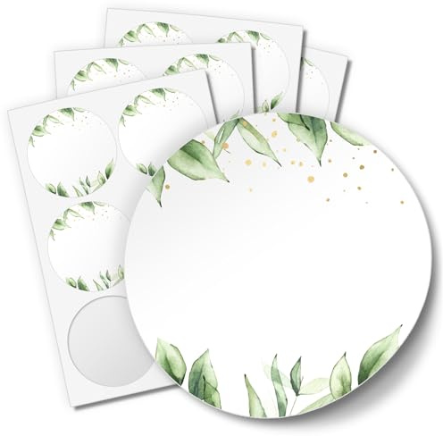 48 Aufkleber ZUM BESCHRIFTEN für Hochzeit Geburtstag Danke Taufe Etiketten rund 4cm, Design