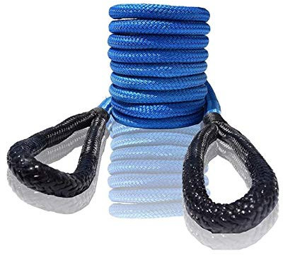 BomDog Abschleppseil, Blau, 12 Mm X 6 M, Bergungsseil, 1/2 Zoll X 20 Fuß, Kinetisches Seil, Abschleppseil, Robustes Fahrzeug-Abschleppgurtseil Für Lkw, Atv, Utv, Suv/Onecolor/Blue
