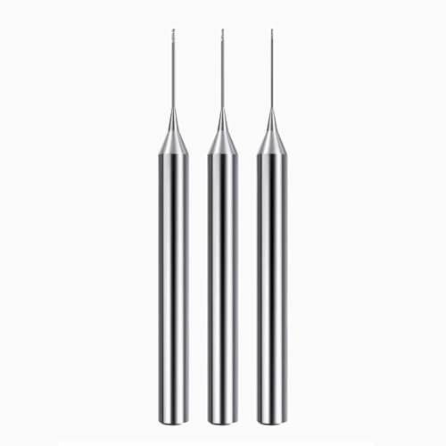 3er-Pack 0,15 mm-0,4 mm Kugelkopf aus Wolframstahl, 2 Schneiden, kleiner Durchmesser, Hartmetall-Schaftfräser, hochpräziser Gravurfräser, PCB-Maschine, Aluminium, CNC-Fräser (R0.15x2xD4x50)