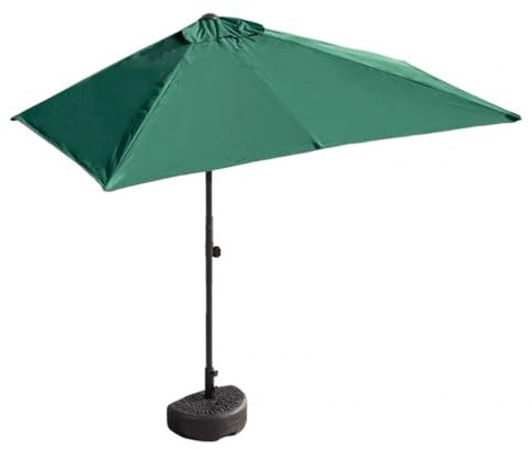 DJJYCTNM Halber Sonnenschirm, Balkonschirm Rechteckig mit Halbrunder Basis, Garten, Terrasse, Balkonschirm, Höhenverstellbar 69~91 Zoll (Color : Green, Size : 28L)